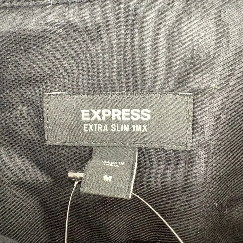 Express Extra Slim 1MX Mens Black Button Down Shirt Long Sleeve Medium NWT